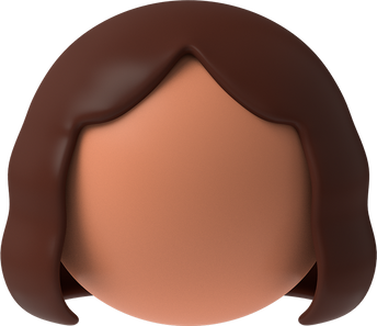 3D Head Fair Skin Long Brown Hair